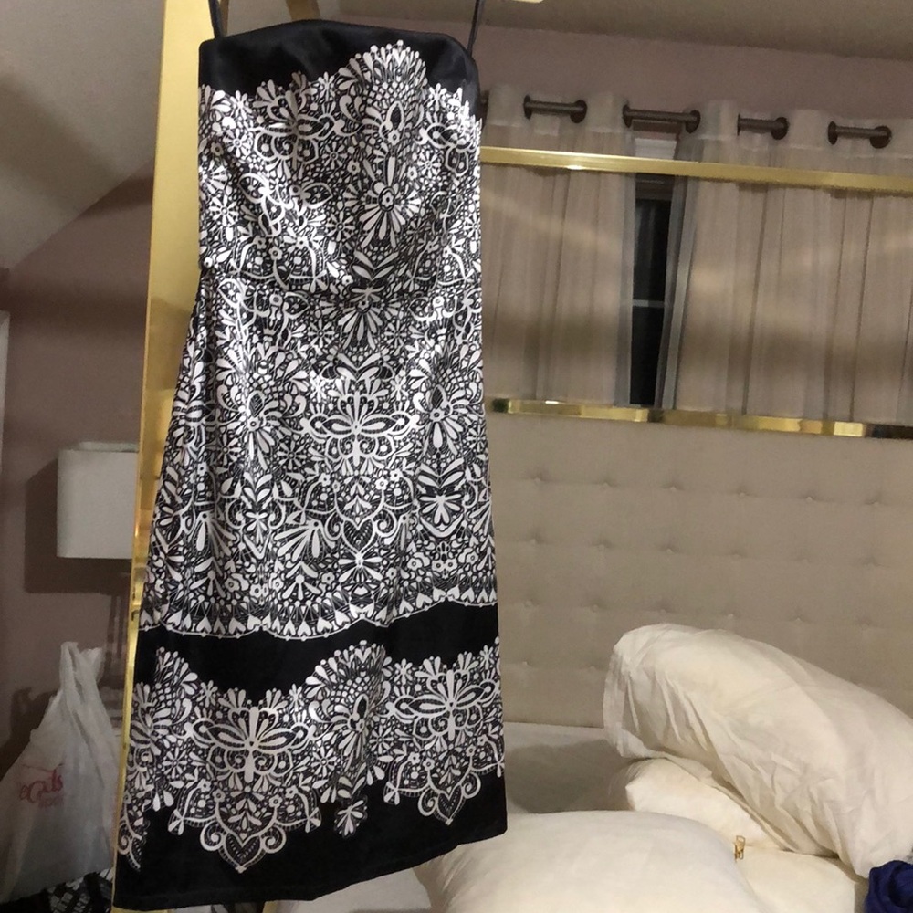 White and black house dress